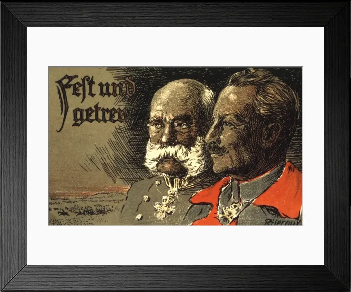 Framed Print : German propaganda postcard, two Kaisers, WW1 Framed Print : German propaganda postcard, two Kaisers, WW1