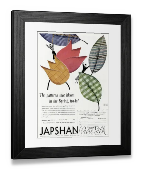 Framed Print : Advert for Japshan pure silk patterns 1935 Framed Print : Advert for Japshan pure silk patterns 1935