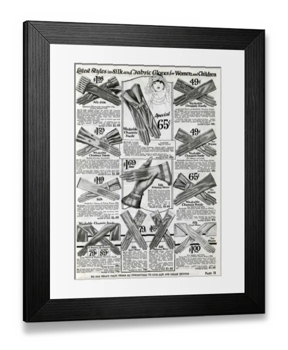 Framed Print : Women and childrens gloves 1924 Framed Print : Women and childrens gloves 1924