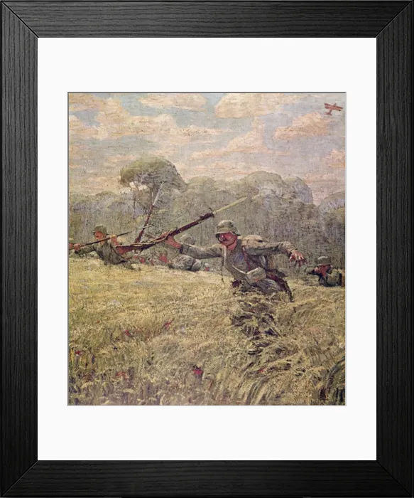 Framed Print : German soldiers advancing through cornfield, WW1 Framed Print : German soldiers advancing through cornfield, WW1
