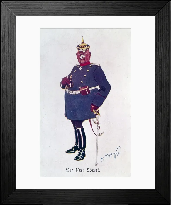 Framed Print : Satirical portrait of a German colonel, WW1 Framed Print : Satirical portrait of a German colonel, WW1