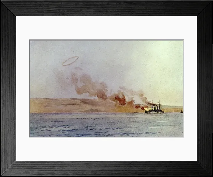 Framed Print : British ships in action, Dardanelles, Turkey, WW1 Framed Print : British ships in action, Dardanelles, Turkey, WW1