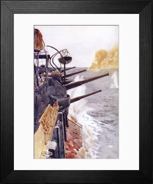 Framed Print : Allied ship in action in the Dardanelles, Turkey, WW1 Framed Print : Allied ship in action in the Dardanelles, Turkey, WW1