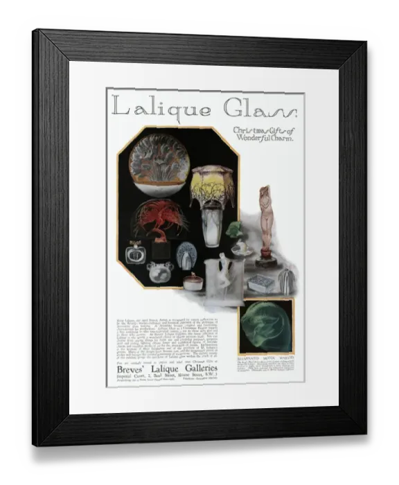 Framed Print : Advert for Rene Lalique Glass 1928 Framed Print : Advert for Rene Lalique Glass 1928