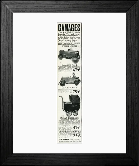 Framed Print : Advert for Gamages childrens toys 1929 Framed Print : Advert for Gamages childrens toys 1929