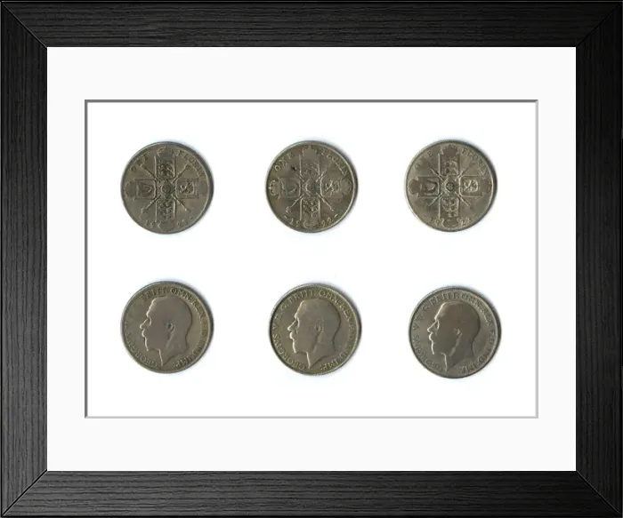 Framed Print : British coins, three George V florins Framed Print : British coins, three George V florins