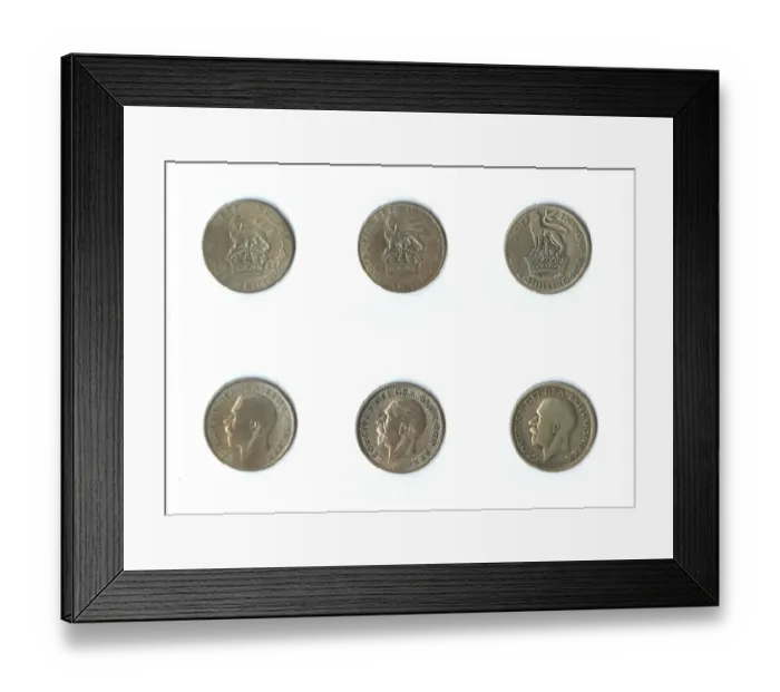 Framed Print : British coins, three George V shillings Framed Print : British coins, three George V shillings