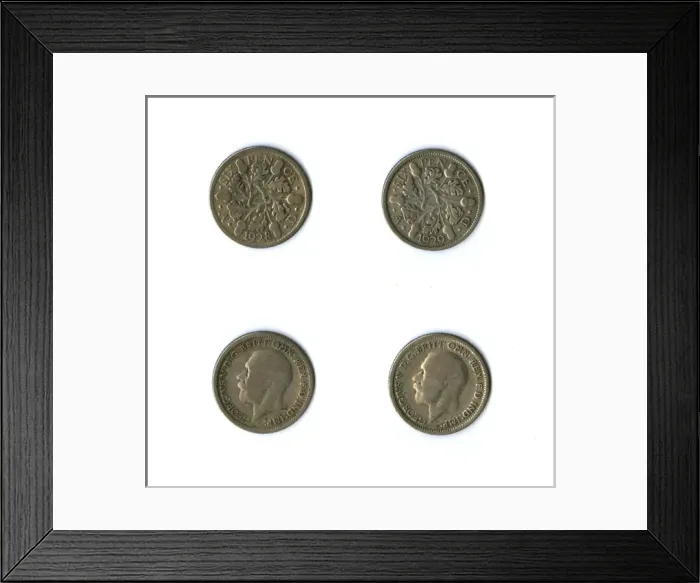 Framed Print : British coins, two George V sixpences Framed Print : British coins, two George V sixpences