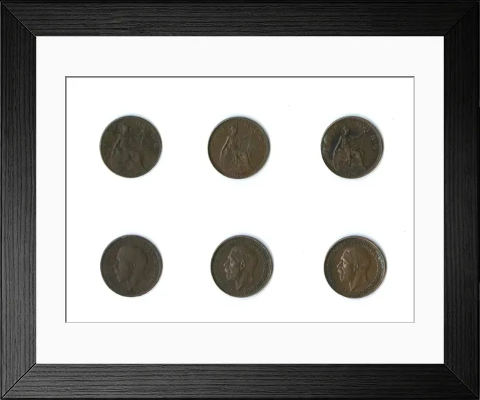 Framed Print : British coins, three George V farthings Framed Print : British coins, three George V farthings