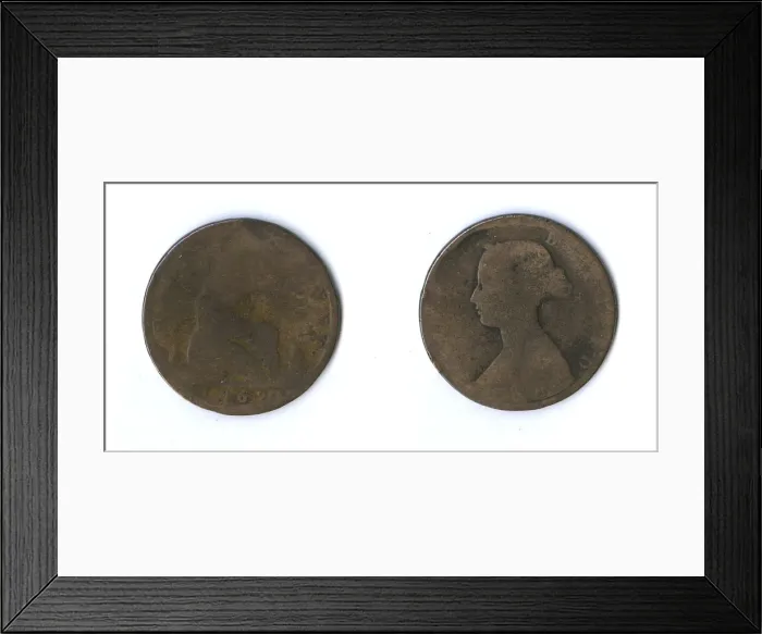 Framed Print : British coin, Queen Victoria halfpenny Framed Print : British coin, Queen Victoria halfpenny