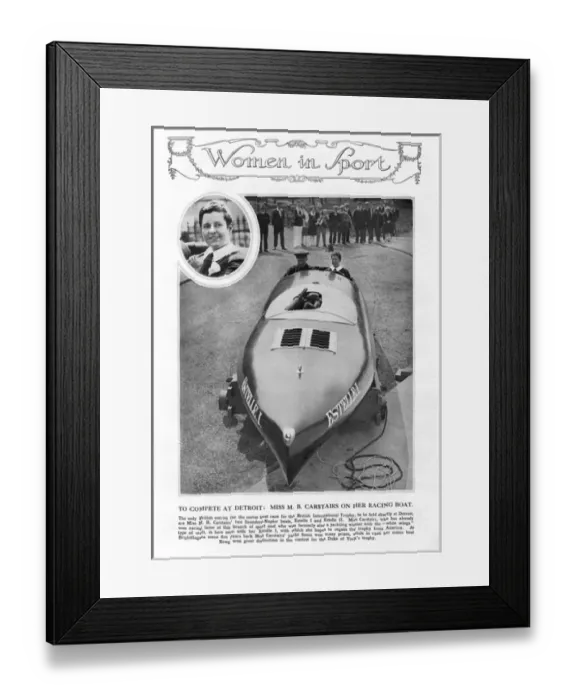 Framed Print : Miss Carstairs in her racing boat Framed Print : Miss Carstairs in her racing boat