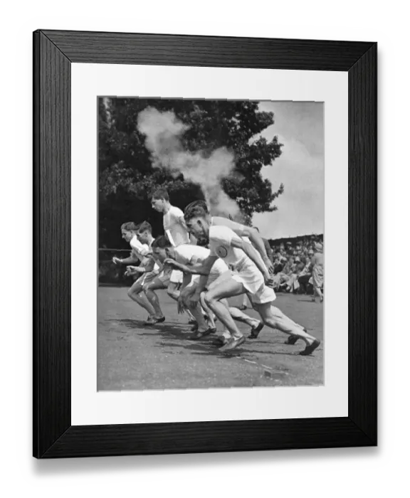 Framed Print : Runners and starting pistol at Fenner s Framed Print : Runners and starting pistol at Fenner s