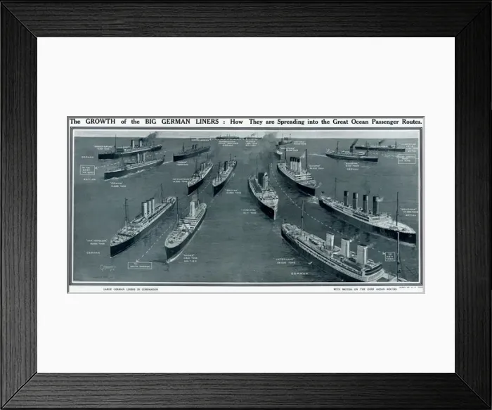 Framed Print : Growth of big German liners by G. H. Davis Framed Print : Growth of big German liners by G. H. Davis