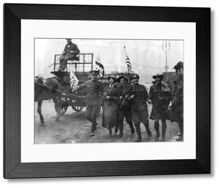 Framed Print : Armistice Day soldiers with flags Framed Print : Armistice Day soldiers with flags