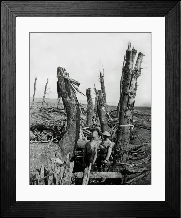 Framed Print : Smashed up German trench at Morval, Somme, WW1 Framed Print : Smashed up German trench at Morval, Somme, WW1