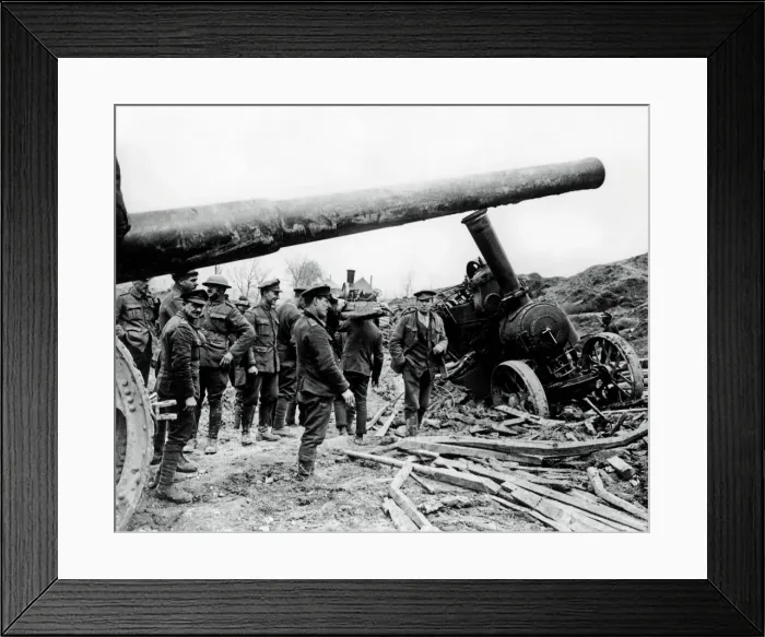 Framed Print : Big gun with tractor in difficulties, Western Front, WW1 Framed Print : Big gun with tractor in difficulties, Western Front, WW1