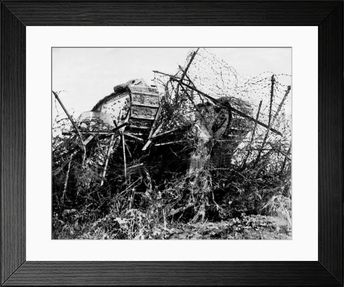 Framed Print : British tank in action, Western Front, France, WW1 Framed Print : British tank in action, Western Front, France, WW1
