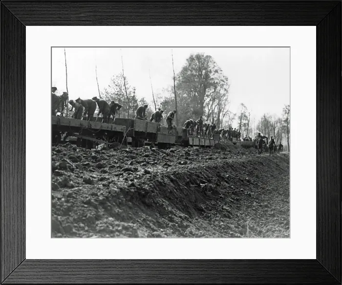 Framed Print : Railway construction, Western Front, France, WW1 Framed Print : Railway construction, Western Front, France, WW1