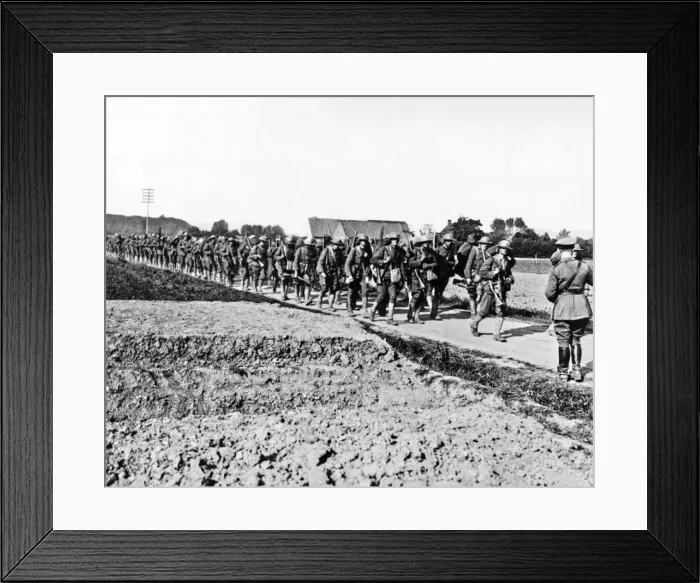 Framed Print : American troops marching, Western Front, France, WW1 Framed Print : American troops marching, Western Front, France, WW1
