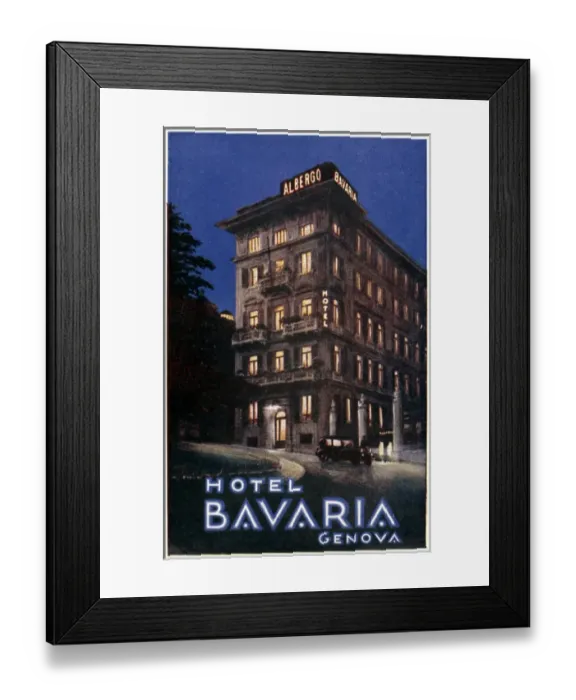 Framed Print : Art Nouveau Italian advertisement for the Hotel Bavaria Framed Print : Art Nouveau Italian advertisement for the Hotel Bavaria