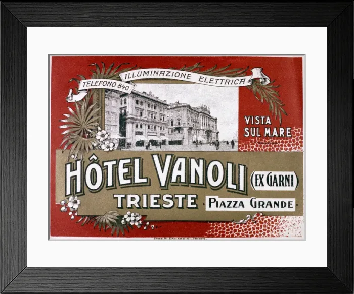Framed Print : Art Nouveau Italian advertisement for The Hotel Vanoli Framed Print : Art Nouveau Italian advertisement for The Hotel Vanoli