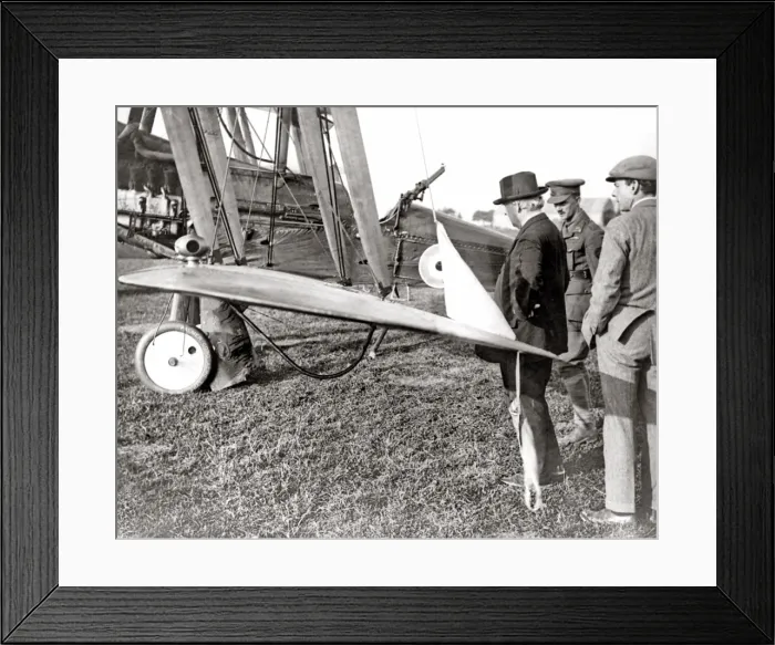 Framed Print : Mr Asquith inspecting a plane, Western Front, WW1 Framed Print : Mr Asquith inspecting a plane, Western Front, WW1
