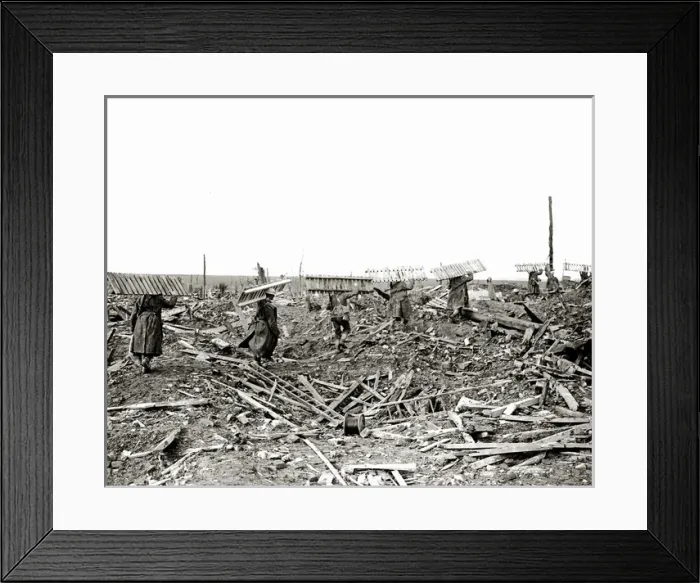 Framed Print : British soldiers with boarding for trenches, WW1 Framed Print : British soldiers with boarding for trenches, WW1