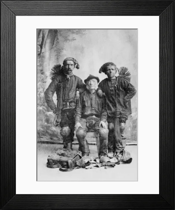 Framed Print : Portrait photograph of three French chimney sweeps Framed Print : Portrait photograph of three French chimney sweeps