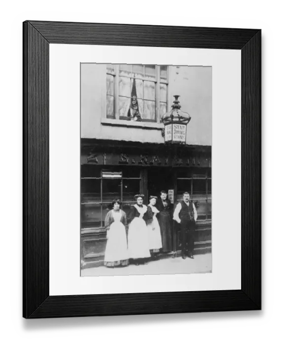 Framed Print : Staff photo outside Star Dining Rooms Framed Print : Staff photo outside Star Dining Rooms