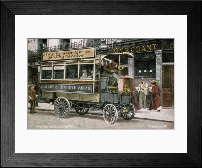 Framed Print : An early motor bus on Edgeware Road Framed Print : An early motor bus on Edgeware Road