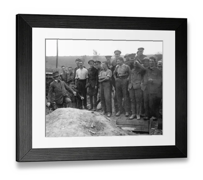 Framed Print : Lloyd George emerging from German dugout, WW1 Framed Print : Lloyd George emerging from German dugout, WW1
