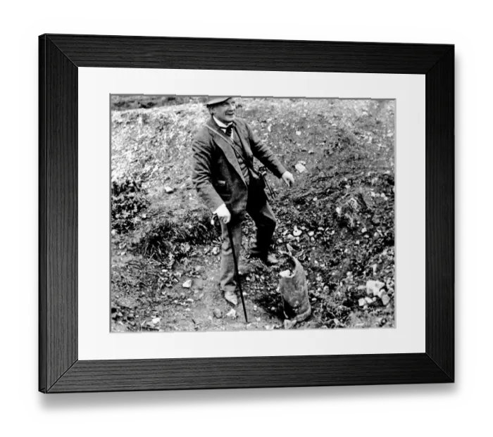 Framed Print : Lloyd George with remains of shell, Western Front, WW1 Framed Print : Lloyd George with remains of shell, Western Front, WW1