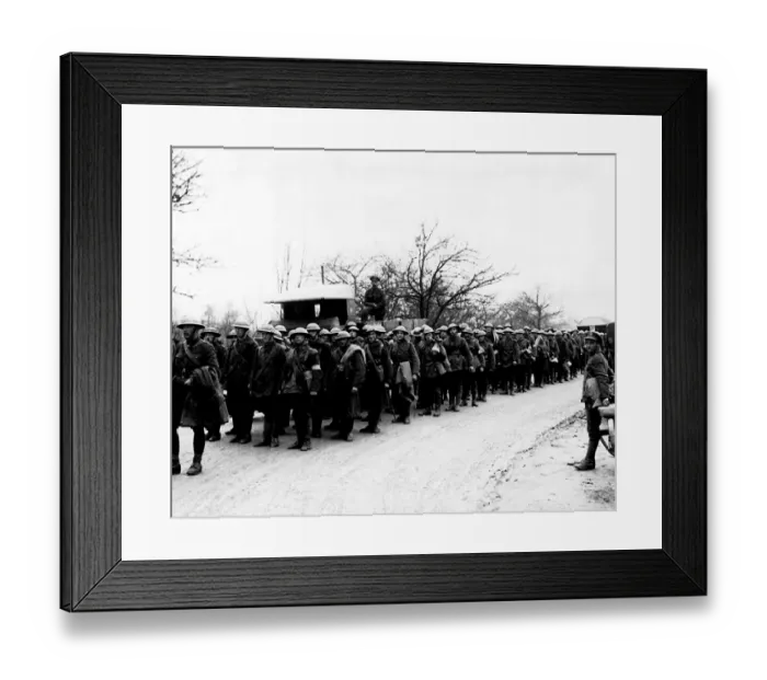 Framed Print : British troops on road, Western Front, France, WW1 Framed Print : British troops on road, Western Front, France, WW1