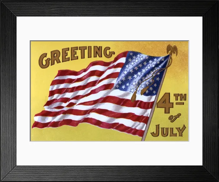 Framed Print : Fourth of July Greetings card, featuring the stars and strip Framed Print : Fourth of July Greetings card, featuring the stars and strip