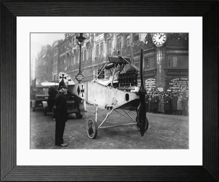 Framed Print : A captured German aircraft in London Framed Print : A captured German aircraft in London