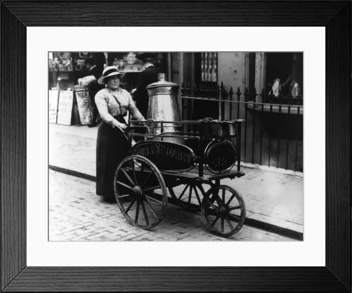 Framed Print : WW1 Home Front - Milkmaid - Cowleys Dairy, Brighton, Sussex Framed Print : WW1 Home Front - Milkmaid - Cowleys Dairy, Brighton, Sussex