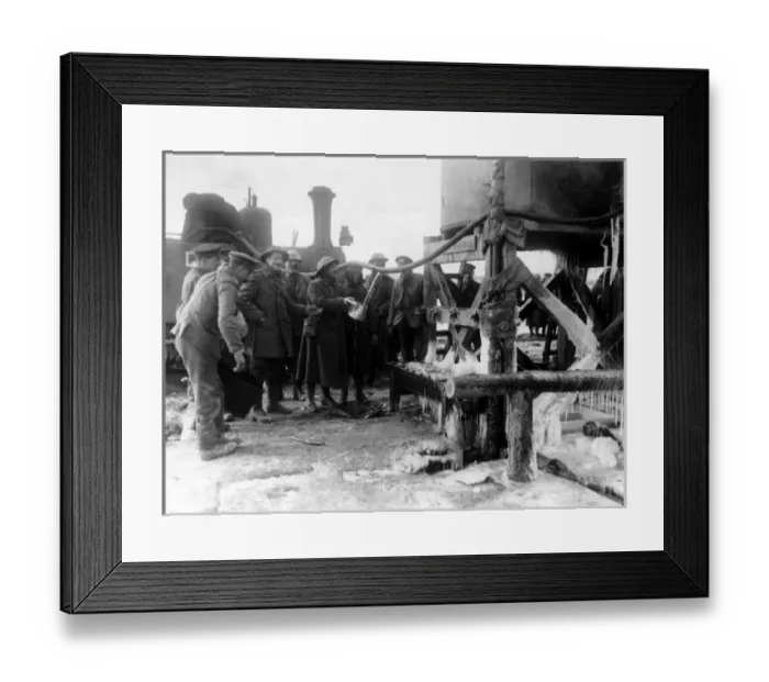 Framed Print : British soldiers taking in water, Western Front, WW1 Framed Print : British soldiers taking in water, Western Front, WW1