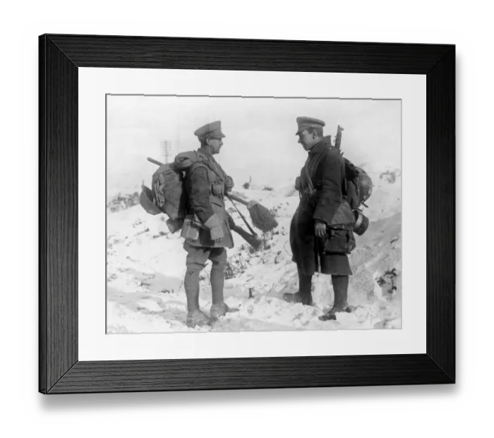Framed Print : Two British soldiers in the snow, Western Front, WW1 Framed Print : Two British soldiers in the snow, Western Front, WW1