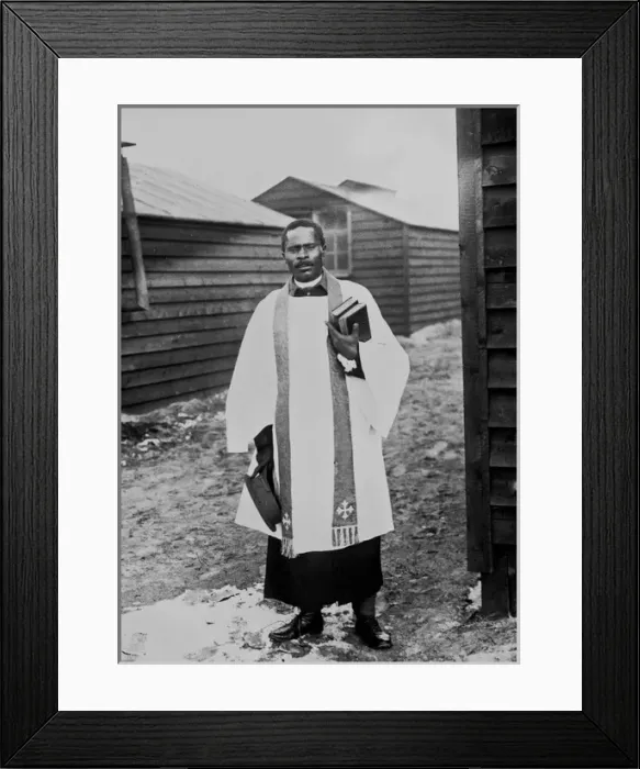 Framed Print : Black minister at a camp, Western Front, France, WW1 Framed Print : Black minister at a camp, Western Front, France, WW1