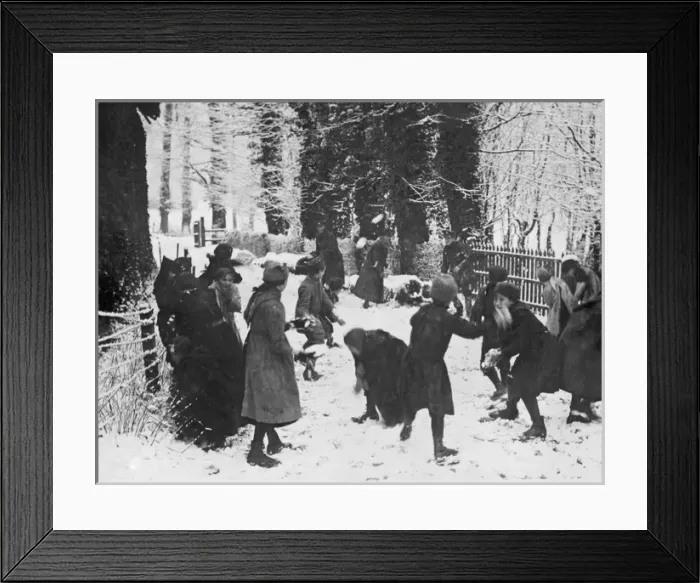 Framed Print : Snowballing on Western Front, France, WW1 Framed Print : Snowballing on Western Front, France, WW1