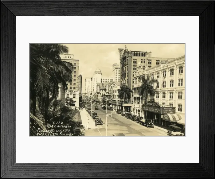 Framed Print : Flagler street looking West. Miami, Florida Framed Print : Flagler street looking West. Miami, Florida