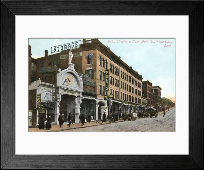 Framed Print : Polis theatre & East Main Street, Waterbury, Connecticut Framed Print : Polis theatre & East Main Street, Waterbury, Connecticut