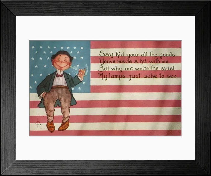 Framed Print : Lovestruck American lad with the Stars and Stripes Framed Print : Lovestruck American lad with the Stars and Stripes