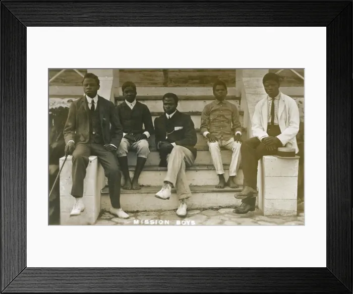 Framed Print : Five boys at a Christian Mission, Africa Framed Print : Five boys at a Christian Mission, Africa
