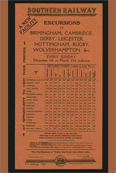 Advert, Southern Railway Excursions