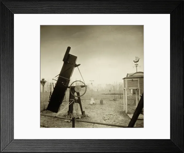 Framed Print : Telescope with Weather Station