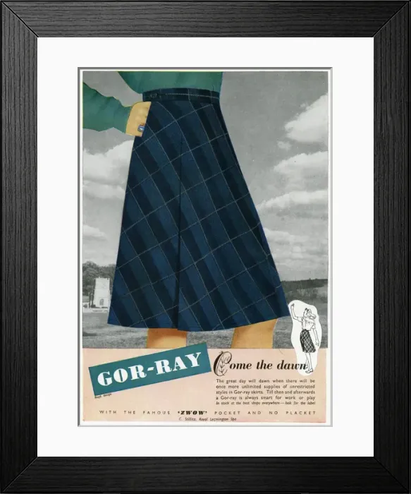 Framed Print : Advert for Gor-ray Koneray pocket skirts 1945 Framed Print : Advert for Gor-ray Koneray pocket skirts 1945