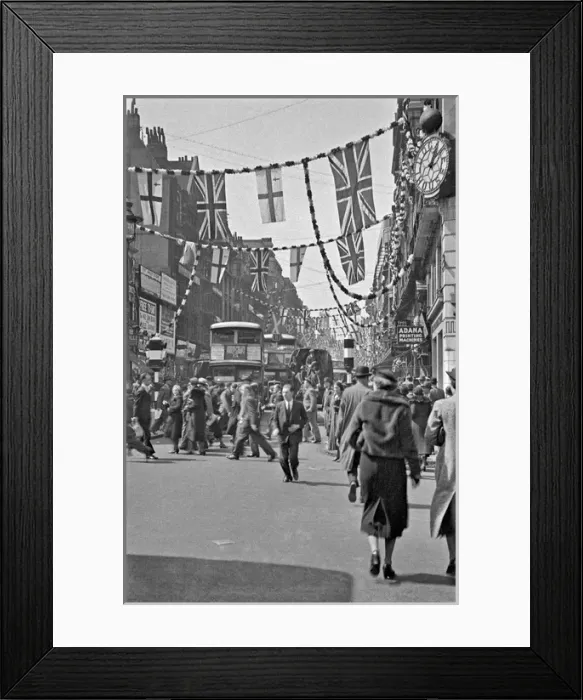 Framed Print : View of Fleet Street, London, with flags Framed Print : View of Fleet Street, London, with flags