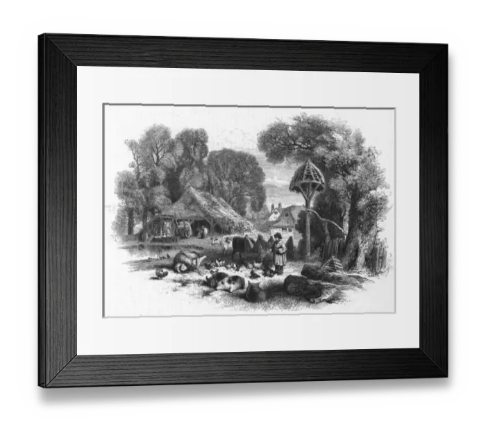 Framed Print : Farmyard scene, c. 1860 Framed Print : Farmyard scene, c. 1860