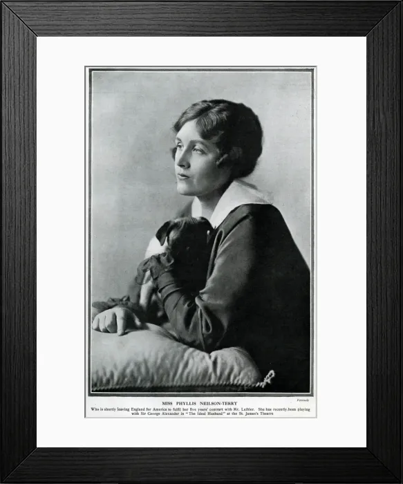 Framed Print : Phyllis Neilson-Terry, actress, with dog Framed Print : Phyllis Neilson-Terry, actress, with dog